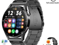 Умные часы с экраном определения температуры тела Ai Smart Voice Smartwatch Bluetooth Call Clock Silicone Strap чёрный