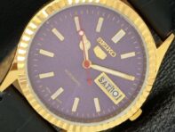 ВОССТАНОВЛЕННЫЕ ВИНТАЖНЫЕ SEIKO 5 AUTO 6309A ЯПОНИЯ МУЖСКИЕ ЧАСЫ С ФИОЛЕТОВЫМ ЦИФЕРБЛАТОМ a425926-2 RL620a-a425926