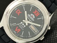 Б/у оригинальные мужские часы ORIENT CRYSTAL AUTO MENS СТАРЫЕ ЯПОНСКИЕ ЧАСЫ С ЧЕРНЫМ ЦИФЕРБЛАТОМ a425235-2 R1024b-a425235