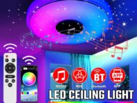 220 В 60 Вт Современный светодиодный потолочный светильник RGB Домашнее освещение Дистанционное управление через приложение Bluetooth Динамик Музыкальный светильник Умный потолочный светильник для спальни