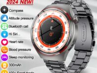 2024 для Watch Pro Smart Watch Men GPS Tracking AMOLED 360*360 HD экран Bluetooth Call Sports Smart Watch Silicone band чёрный