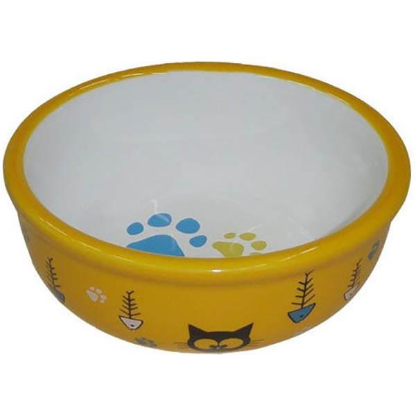 Миска для животных Foxie Hungry Cat желтая 13х5 см 360 мл