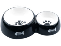 Миска для животных Foxie Black Cats двойная керамическая 25х15