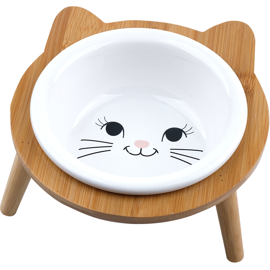 Миска для животных Foxie Cat Bamboo Bowl керамическая на подставке 14х14х5