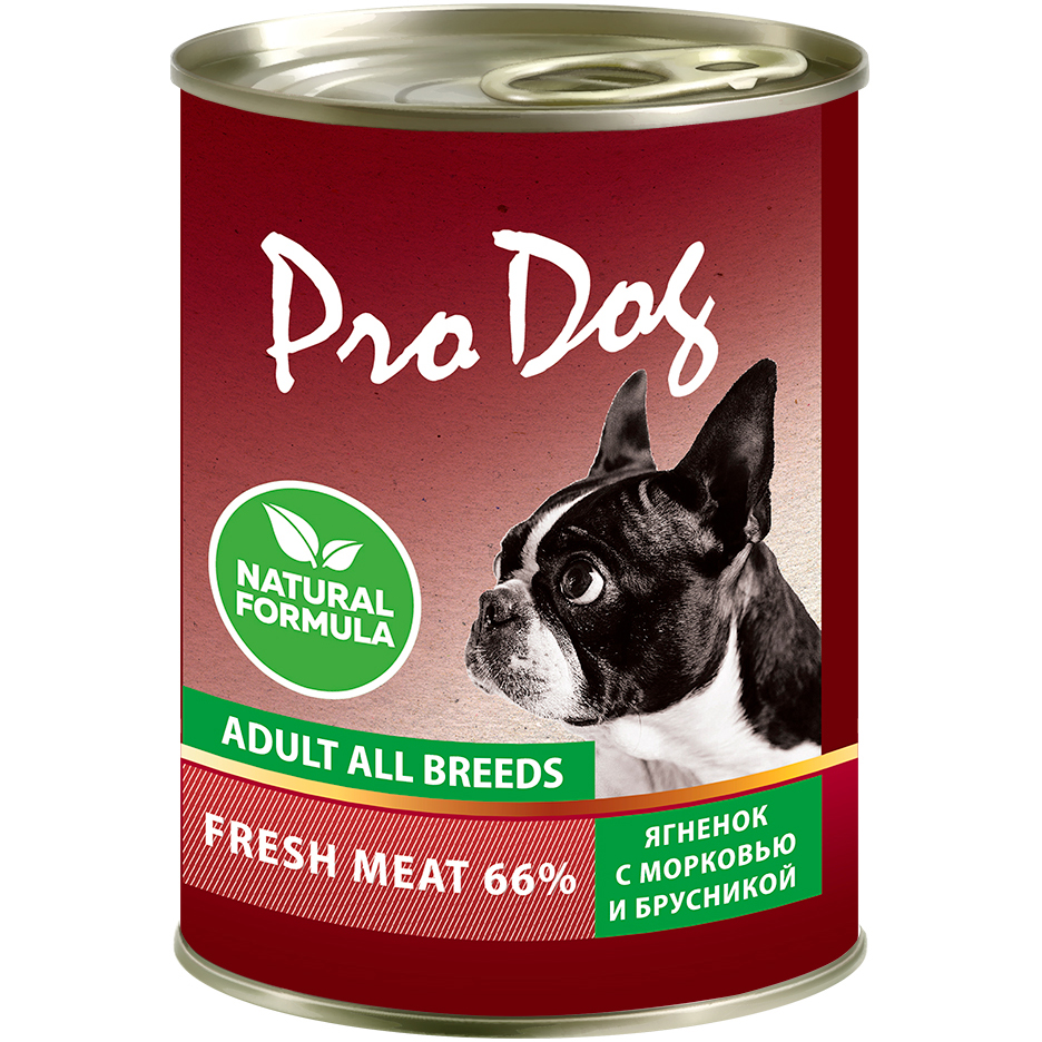 Корм для собак PRO DOG ягненок с морковью и брусникой 400 г