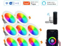 15 Вт ZigBee Smart Ceiling Light RGB Tuya WiFi Bluetooth LED Downlights Recessed Spotlight Alexa Lamp Control Google Home