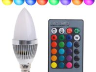 E14 3W RGB LED 15 цветов Меняющаяся свеча Лампа с дистанционным управлением AC85-265V