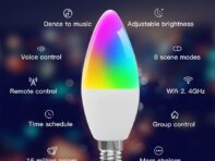 Интеллектуальная лампа-свеча Wifi Лампочка E14 RGB+CW+WW 5 Вт Tuya Smart Life APP Голосовое управление Совместимость с Alexa Google Home Диммируемая