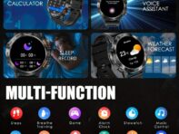 Умные часы с экраном определения температуры тела Ai Smart Voice Smartwatch Bluetooth Call Clock Silicone Strap чёрный