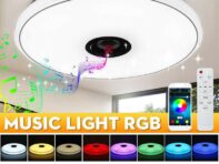 Музыкальный светодиодный потолочный светильник RGB Несколько режимов работы Bluetooth-совместимый динамик с регулируемой яркостью 33cm