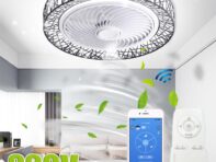 50 СМ Smart LED Потолочный Вентилятор Вентиляторы с Подсветкой Дистанционное Управление Спальня Декор Вентилятор Лампа Air Невидимый Бесшумный белый