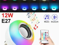 E27 Беспроводная Bluetooth-светодиодная лампа-динамик RGB 12 Вт Музыкальная лампа с дистанционным управлением