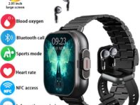 2 в 1 AMOLED экран Смарт-часы для мужчин с наушниками Bluetooth гарнитура динамик трекер музыкальные спортивные часы мужские водонепроницаемые Смарт-часы