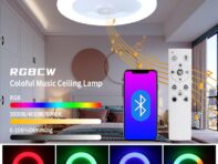 28 Вт RGB диммируемый музыкальный потолочный светильник с дистанционным управлением потолочные светильники AC110-265V для домашнего bluetooth динамика светильник