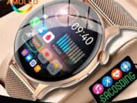SACOSDING AMOLED умные часы для женщин всегда на дисплее часы Bluetooth вызов голосовое управление IP68 водонепроницаемый фитнес-браслет умные часы для женщин