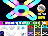 E27 LED Music Bulb Foldable Ceiling Light Rgbw Dimmable Smart Bluetooth Bulb Dj Disco Light 100V-265V