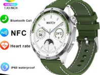 2024 Новые 4 Pro Смарт-часы для мужчин NFC GPS-трекер AMOLED 466*466 HD экран Heart Rate Bluetooth Call SmartWatch silicone+leather зелёный
