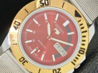 SEIKO 5 АВТОМАТИЧЕСКИЕ МУЖСКИЕ ВОССТАНОВЛЕННЫЕ 6309A ЯПОНИЯ НАРУЧНЫЕ ЧАСЫ С КРАСНЫМ ЦИФЕРБЛАТОМ a426517-2 RL-a426517