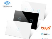 Tuya Smart Life WiFi светодиодный переключатель света приложение 433RF Alexa голосовой пульт дистанционного управления сенсорный переключатель совместимый нейтральный провод  без нейтрального провода