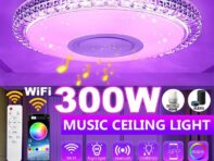 ECSEE WIFI 300W Модернизированный светодиодный музыкальный потолочный светильник с регулируемой яркостью и Bluetooth-динамиком