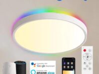 Светодиодный потолочный светильник RGB Освещение в помещении Фонарь с голосовым управлением Работа с приложением Alexa/Google Assistant Управление с помощью диммируемой лампы Цветное освещение для спальни A-Ceiling lamp