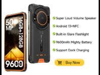Ulefone Power Armor 16S Прочный водонепроницаемый смартфон Android 13 NFC До 16 ГБ ОЗУ + 128 ГБ 50-мегапиксельная камера 9600 мАч Глобальный 122 дБ Самый громкий динамик оранжевый