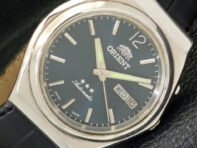 USED MENS ORIENT AUTOMATIC 46941 JAPAN DAY&DATE BLUE COLOR DIAL WATCH A431497-2 R107-a431497