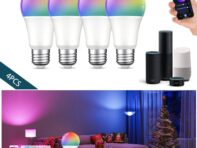 4 шт. умная светодиодная лампа E27 RGB A60 с регулируемой яркостью Tuya APP Wi-Fi RGBW световая лампа ампула Alexa Совместимость с Google Assistant для дома