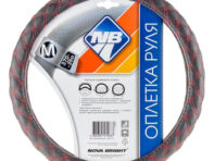 оплетка руля NOVA BRIGHT M 37-39см экокожа черная с красной прострочкой