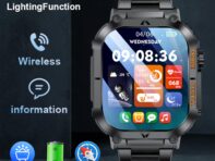 LIGE Bluetooth Call Смарт-часы со светодиодной подсветкой Спорт на открытом воздухе Фитнес Водонепроницаемые умные часы Мужские умные часы Silicone strap чёрный
