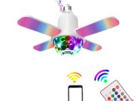 E27 светодиодная четырехлепестковая музыкальная цветная лампа Bluetooth Sound Control 24W складная лампа потолочный светильник с пультом дистанционного управления