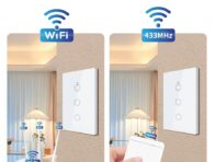 Tuya US WiFi Умный настенный выключатель RF433 1/2/3 /4Gang без нейтрального провода Сенсорный датчик светодиодные выключатели света Умный дом Alexa Google Home white US 1 gang