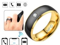 Носимое умное кольцо Connect NFC из нержавеющей стали с NFC-кольцом для мужчин на телефоне Android 6 чёрный/золотой