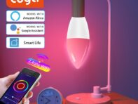 WiFi 220-240V E14 RGB+CW+WW Smart Pointed Light Bulb Tuya Smart Life APP Voice Control Compatible Alexa Google Dimmable Bulb