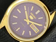 ВОССТАНОВЛЕННЫЕ ВИНТАЖНЫЕ SEIKO 5 AUTO 6309A ЯПОНИЯ МУЖСКИЕ ЧАСЫ С ФИОЛЕТОВЫМ ЦИФЕРБЛАТОМ a425913-2 RL620a-a425913