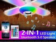 3/4 Листья Bluetooth Музыкальный Свет СпальняЛампы Домашнего Освещения Умная Лампа Светодиодная Лампа 50 Вт Складная Лампа Bluetooth Пульт Дистанционного Управления Вентилятор Умного Динамика