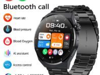 NFC IP68 Водонепроницаемые мужские часы GT3 Pro Bluetooth Call Smart Watch Sport Watch 2024 Новые умные часы для мужчин для Xiaomi Realme для Huawei Silicon чёрный