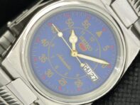USED AUTHENTIC OLD JAPAN SEIKO 5 MENS AUTOMATIC BLUE DIAL WATCH a302756-2 R1013-000a302756
