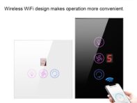 Tuya WiFi интеллектуальный сенсорный экран вентилятор переключатель света регулируемая скорость вентилятора переключатель света мобильный телефон EU Plug белый
