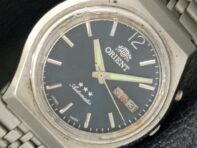 USED AUTOMATIC ORIENT JAPAN 46941 MENS DAY&DATE BLUE COLOR DIAL WATCH A431510-2 R107-a431510