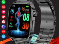 SACOSDING AMOLED Смарт-часы ЭКГ Артериальное давление Кислород в крови Температура тела ВСР Монитор здоровья SOS Bluetooth Вызов Смарт-часы Мужчины