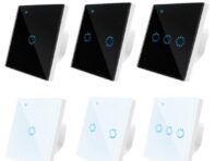 Wi-Fi умный настенный сенсорный выключатель со стеклянной панелью