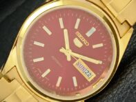 ВОССТАНОВЛЕННЫЕ ВИНТАЖНЫЕ SEIKO 5 АВТОМАТИЧЕСКИЕ 6309A ЯПОНИЯ МУЖСКИЕ ЧАСЫ С КРАСНЫМ ЦИФЕРБЛАТОМ a425912-2 RL620a-a425912